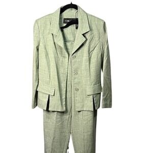 Sag Harbor Dress Suit Set Green Career Interview Work‎ Blazer Pants Size 8